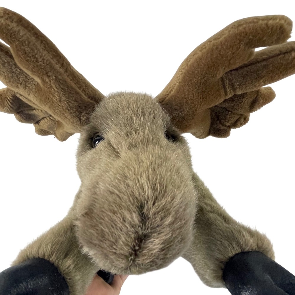 JAAG‎ Plush Moose Stuffed Animal Brown Soft Forest Wildlife Lying Down 12 Inch